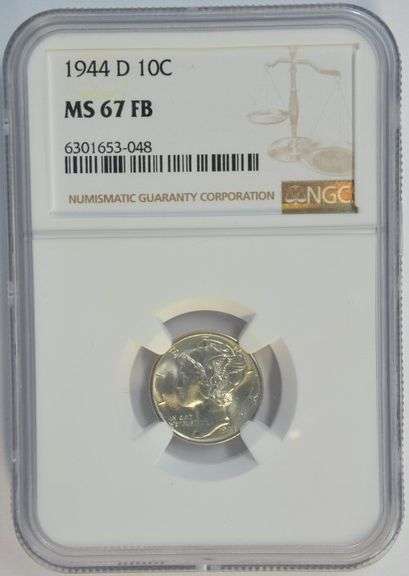 Gorgeous NGC MS67 FB graded 1944-D Mercury Dime