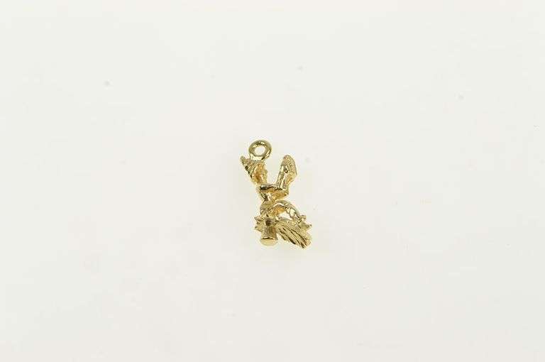 10K Yellow Gold 3D Sprite Gnome Reading Book on Mushroom Charm/Pendant