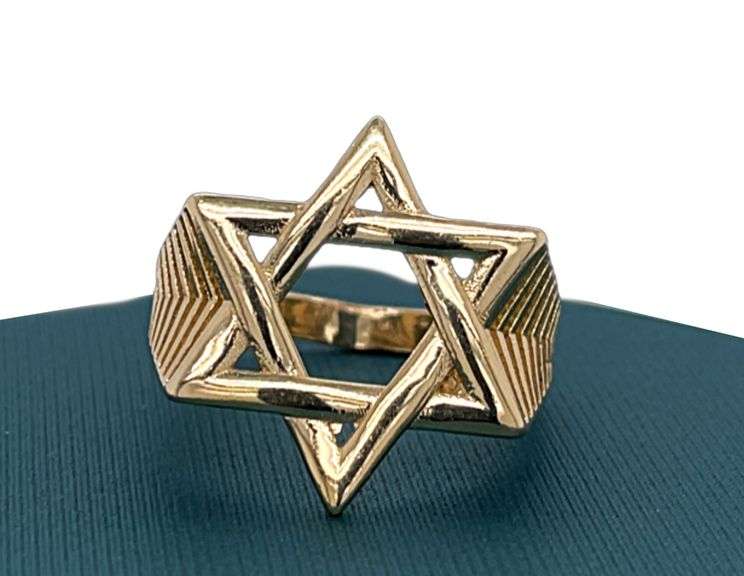 14K Gold Star of David Ring, Mazel Ring