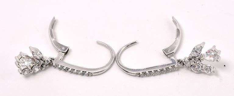 CZ Dangle Earrings In Sterling Silver