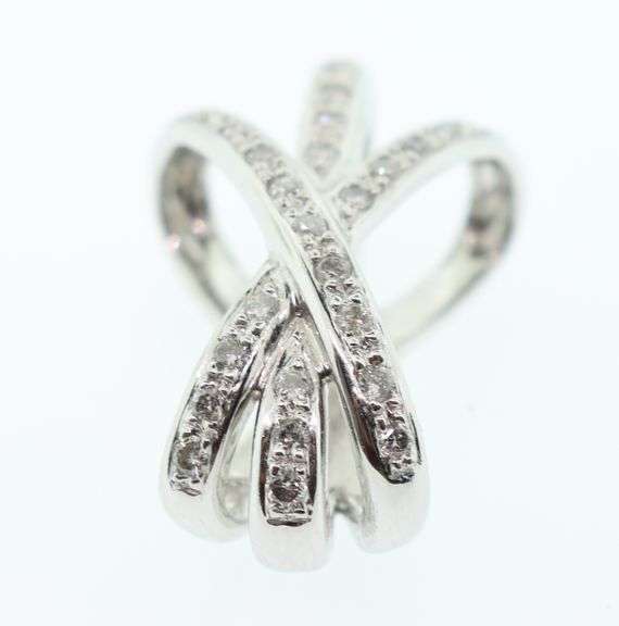 14K WHITE GOLD AND DIAMOND SLIDE PENDANT
