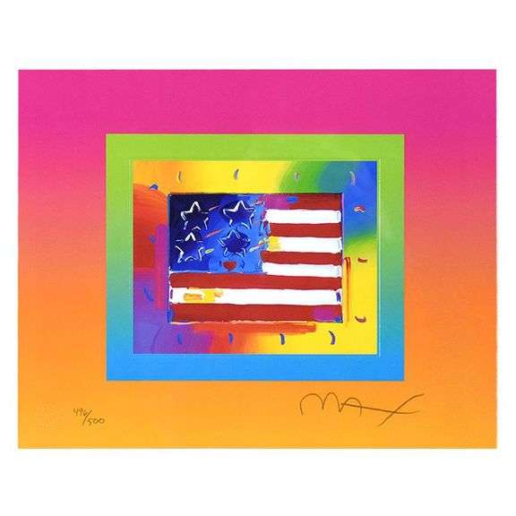 Flag with Heart on Blends by Peter Max