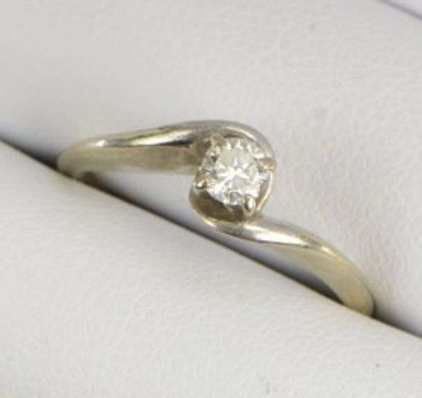 14K White Gold 0.16 Ct Diamond Solitaire Bypass Engagement Ring