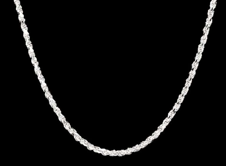 Sterling Silver Diamond-Cut Rope Chain 3.7mm Solid 925 Italy New Necklace 20"