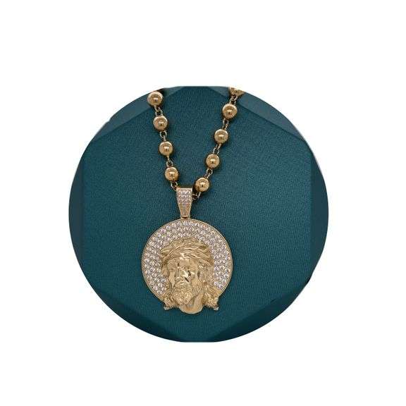 14K Gold Jesus Piece Charm Necklace
