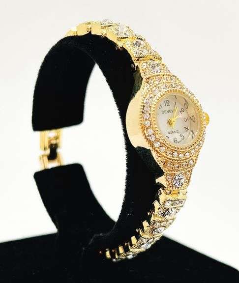 Ladies Geneva & Gemstone Watch, 18kt Yellow Gold Plated