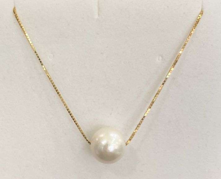 BEAUTIFUL 18KT SOLID YELLOW GOLD & SOUTH SEA PEARL NECKLACE- 12MM
