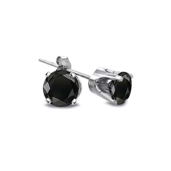 14K White Gold Black Diamond Earrings
