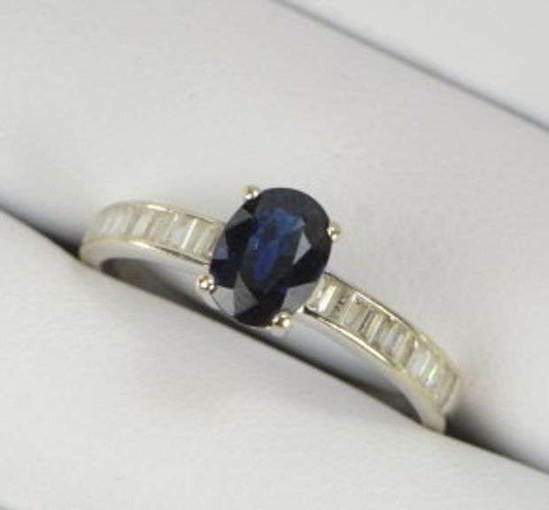 14K White Gold 1.30 Ctw Effy Sapphire Diamond Engagement Ring