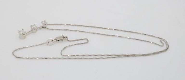 Classic Three Stone Diamond Drop Pendant Necklace