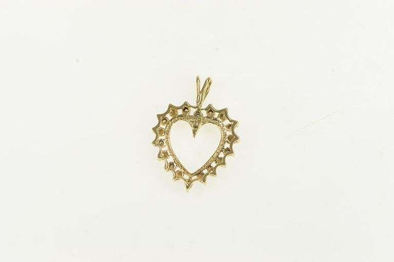 10K Yellow Gold Heart Love Symbol Diamond Classic Vintage Pendant