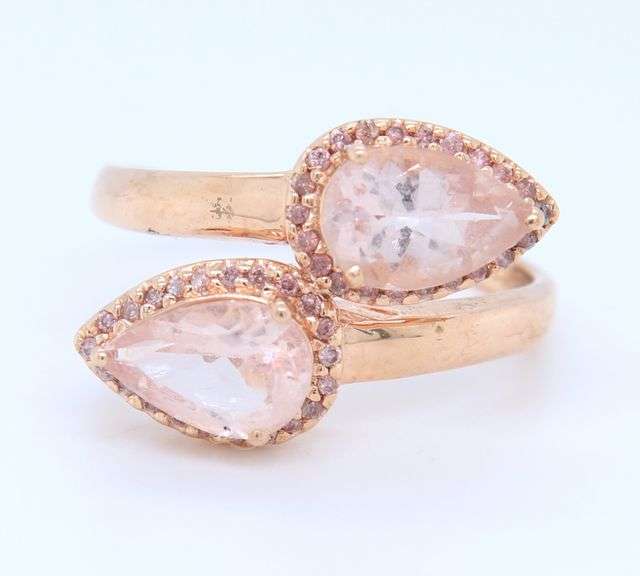 Lovely Rose Gold Pink Quartz and Diamond Ring