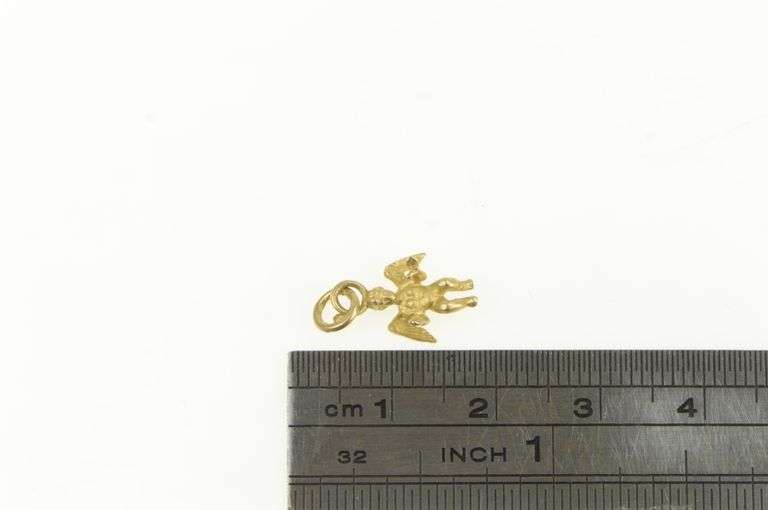 14K Yellow Gold 3D Cherub Baby Guardian Angel Protection Charm/Pendant