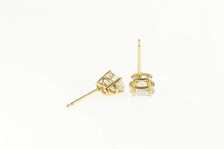 14K Yellow Gold Vintage CZ Solitaire Classic Stud Earrings
