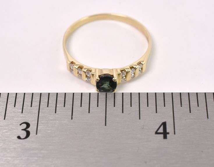 Adorable Blue Sapphire And Diamond Ring In 14K Yellow Gold