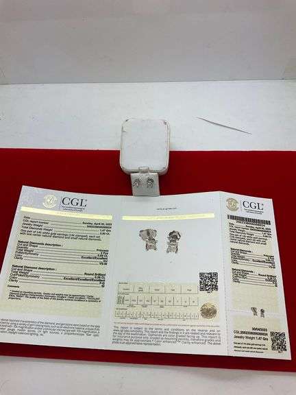 CERTIFIED 14K WHITE GOLD AND DIAMOND STUD EARRINGS