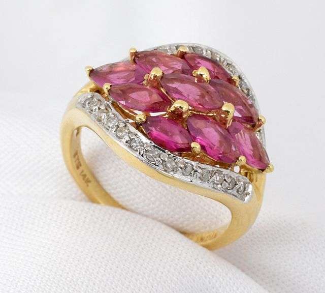 Lovely 14K Pink Tourmaline Cluster Ring