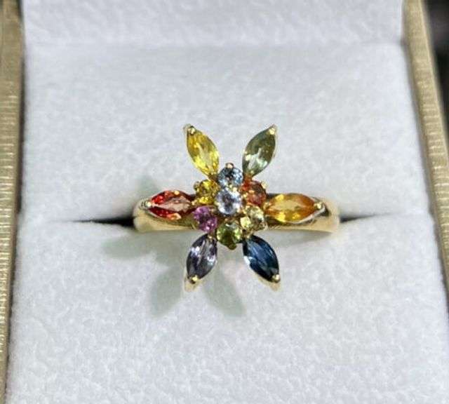 14KT SOLID YELLOW GOLD NATURAL SAPPHIRE RING
