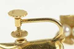 14K Yellow Gold 1960's Vintage Pearl Pea Pod Leaf Screw Back Earrings