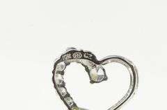 10K White Gold Heart Graduated CZ Love Symbol Valentine Charm/Pendant