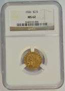 Fresh choice BU 1926 US $2.50 Indian Gold Piece. NGC MS62