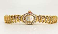 Ladies Geneva & Gemstone Watch, 18kt Yellow Gold Plated