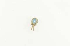 14K Yellow Gold Oval Blue Topaz Solitaire Vintage Classic Pendant