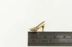 14K Yellow Gold 3D Studded High Heel Sling Sandal Shoe Charm/Pendant