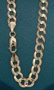 7MM 14K SOLID GOLD FLAT CUBAN LINK CHAIN WITH DIAMOND CUT DESIGN