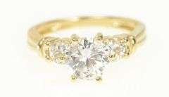 14K Yellow Gold Three Across Classic Travel Engagement CZ Ring