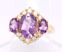 Elegant Yellow Gold Amethyst and Sapphire Cocktail Ring