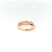 10K Rose Gold Diamond Ornate Scroll Design Wedding Band Ring