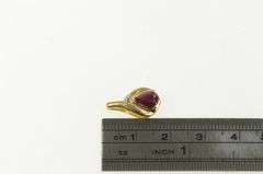 14K Yellow Gold Pear Ruby Diamond Accent Classic Vintage Pendant