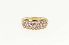 14K Yellow Gold Domed Pave Pink Topaz Statement Band Ring