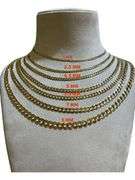 3MM 14K SOLID GOLD FLAT CUBAN LINK CHAIN WITH DIAMOND CUT DESIGN