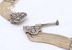 Byzantine Sterling Silver Multi Chain 7 Ornate Stations Arabic Necklace