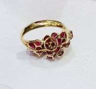 14KT SOLID YELLOW GOLD & RUBY COCKTAIL RING