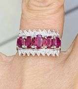 14kt Solid White Gold, Ruby, & Diamond Band Ring