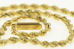 14K Yellow Gold 2.7mm Rope Chain Rolling Twist Spiral Link Necklace