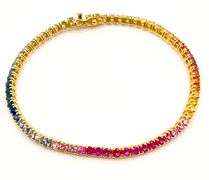 GORGEOUS 18KT SOLID YELLOW GOLD AND 6.0 CARAT RAINBOW SAPPHIRE BRACELET!