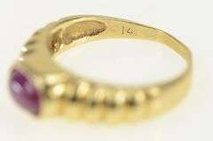 14K Yellow Gold Oval Natural Ruby Cabochon Retro Scalloped Ring
