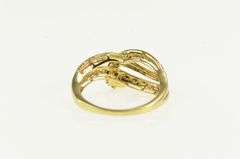 10K Yellow Gold Diamond Wavy Layered Look Statement Band Ring