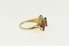 14K Yellow Gold Marquise Garnet Diamond Cluster Statement Ring