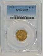 Very Choice BU 1927 US $2.50 Indian Gold Piece. PCGS MS62