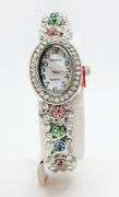 Ladies Geneva & Gemstone Watch, 18kt White GP Cuff