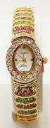Ladies Geneva & Gemstone Watch, 18kt Yellow Gold Plated