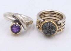Lot of 925 Sterling Silver Jewelry with Yellow Gold accent