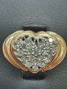 10KT SOLID GOLD AND DIAMOND HEART RING