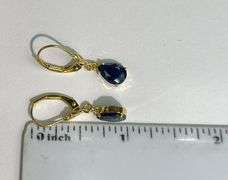 3.0 CARAT NATURAL BLUE SAPPHIRE EARRINGS IN 14KT SOLID YELLOW GOLD