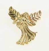10K Yellow Gold Guardian Angel Black Hills Leaf Protection Pendant